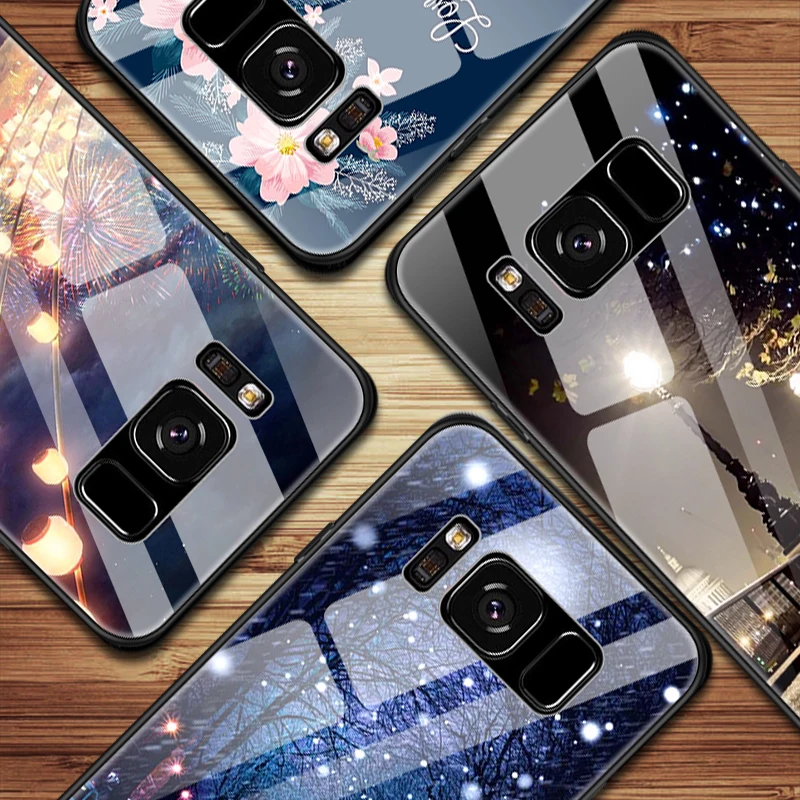 EKDME чехлы для телефонов из закаленного стекла для Samsung Galaxy S8 S9 Plus Note 8, чехол, мягкий силиконовый бампер для Samsung S9 Plus