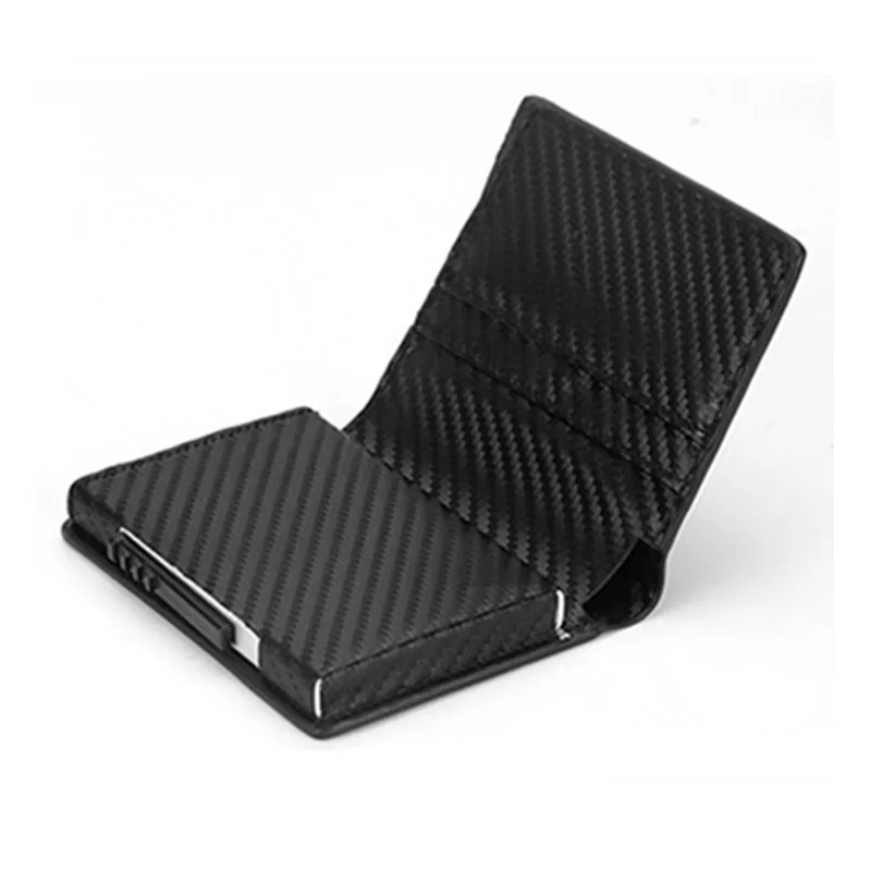 Carbon fiber black Стиль, RFID Блокировка, мужской кредитный держатель для карт, металлический кошелек, бизнес алюминий, одна коробка, чехол для банковских карт, кошелек для карт - Цвет: Carbon fiber black