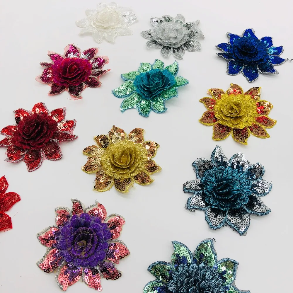 Нашивка 3D цветок пиона Сделай Сам Водорастворимая одежда вышивка Свадебная Ogen