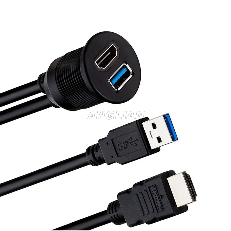HDMI USB3.0 водонепроницаемый Удлинительный кабель с панельным креплением штырь