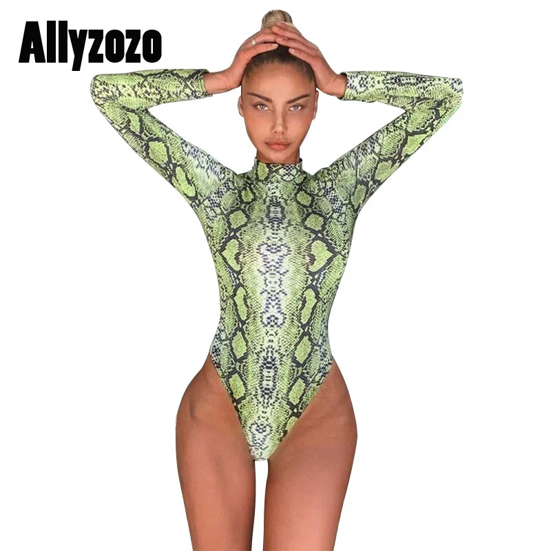 Allyzozo женские летние облегающие боди со змеиным принтом сексуальные уличные