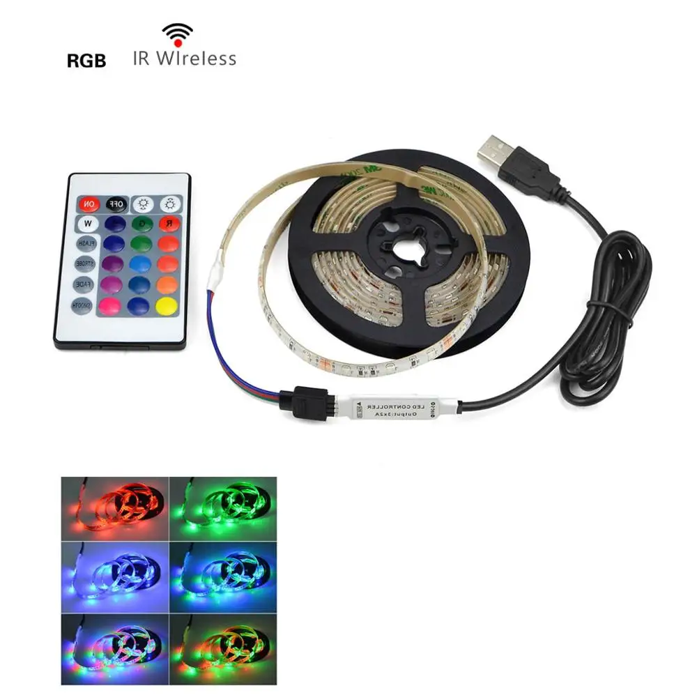 RGB светильник для ТВ, задний светильник для 1 м, 2 м, 3 м, 4 м, 5 м, светодиодный светильник для шкафа, шкафа, светодиодный диодный ТВ фоновый светильник ing - Цвет: RGB