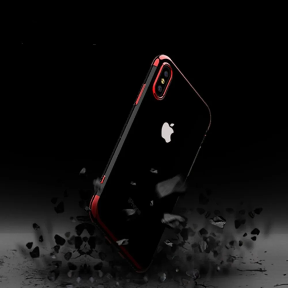 Роскошный силиконовый прозрачный чехол для iPhone X TPU мягкая рамка с покрытием
