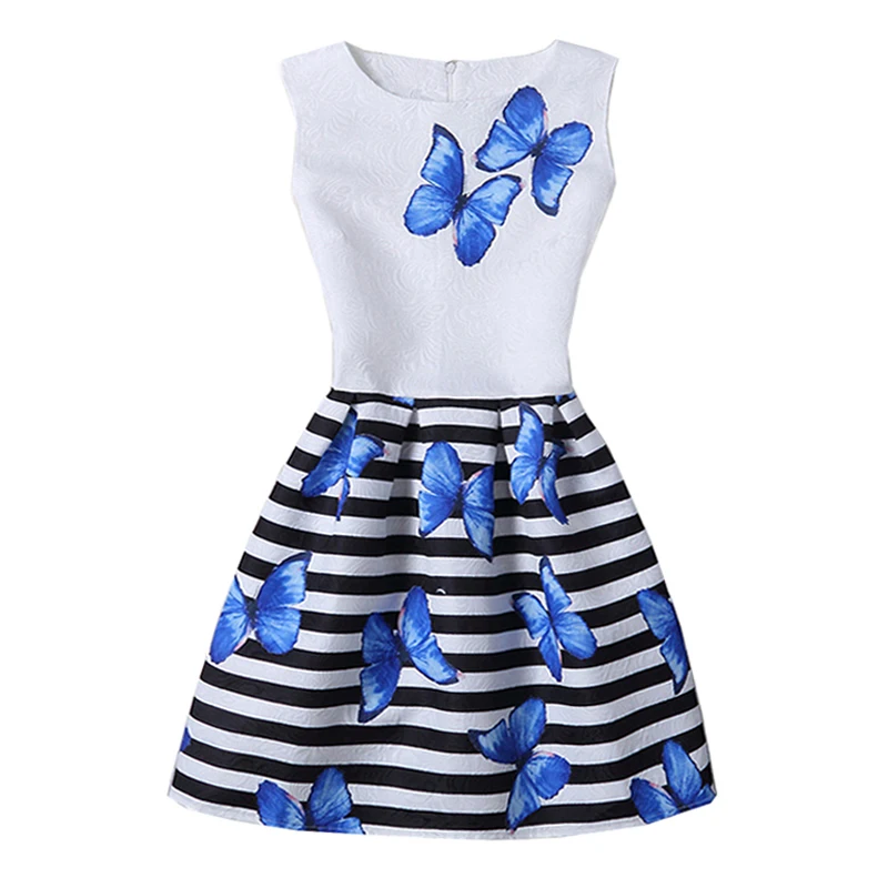 2018 Summer Girls Dress Butterfly Floral Flower Dresses for Designer Sleeveless Formal Party Birthday Kids Vestido | Детская одежда и