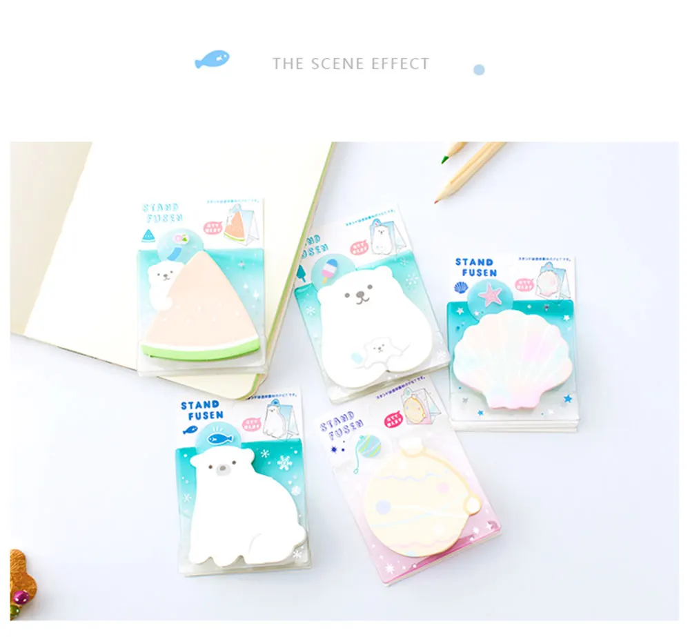 1 шт. Летняя серия polar bear Can stand memo pad Стикеры для заметок блокнот-стикеры Канцтовары papeleria школьные принадлежности для детей Подарки