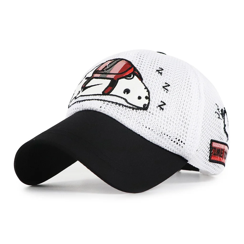 White TOHUIYAN Lovely Cartoon Baseball Cap For Children Summer Breathable Mesh Trucker Caps Kids Boys Girls Fashion Hip Hop Hats - Цвет: White