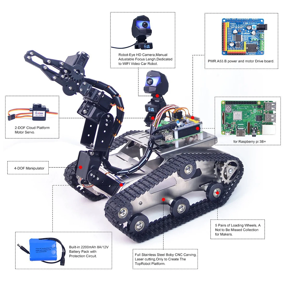 Программируемый TH Wi Fi FPV Танк робот автомобильный комплект с рычагом для Arduino MEGA