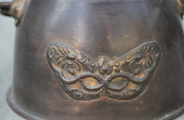 524 8 &quotпомеченный Китайский Бронзовый портативный чайник с головой зверя для