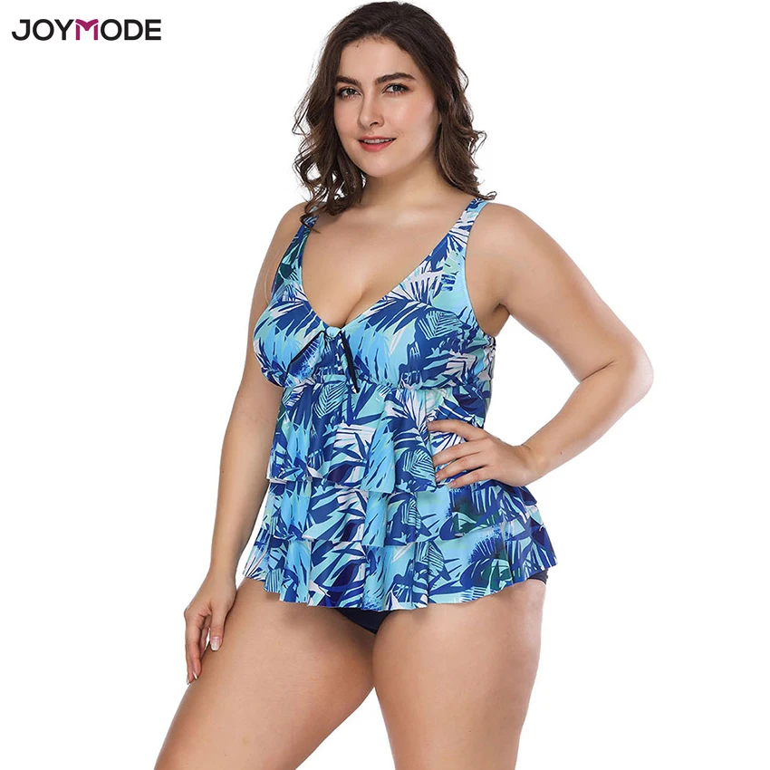 JOYMODE бикини из двух частей, одежда для плавания большого размера плюс 4XL, женский толстый купальник, танкини, купальный костюм, купальный костюм, бикини