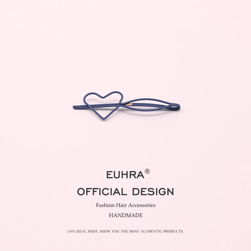 Blue 2 шт. EUHRA Модные металлические заколки для волос в форме сердца, заколки для волос, заколка для волос, заколка для волос с перьями, инструменты для укладки волос - Цвет: Blue
