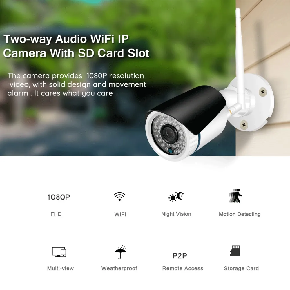 Besder Full HD 1080P WiFi IP Камера уличная IP66 Водонепроницаемая двухсторонняя аудио 2-мегапиксельная Беспроводная камера для домашней безопасности ONVIF RTSP