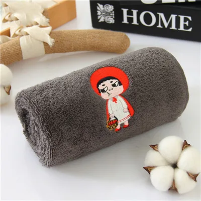 Little red hat Детское полотенце для лица с вышивкой из хлопка, лисичка/Ежик/Волк/маленькая красная шляпа, супер мягкое детское банное полотенце, полотенце для лица для взрослых - Цвет: Little red hat