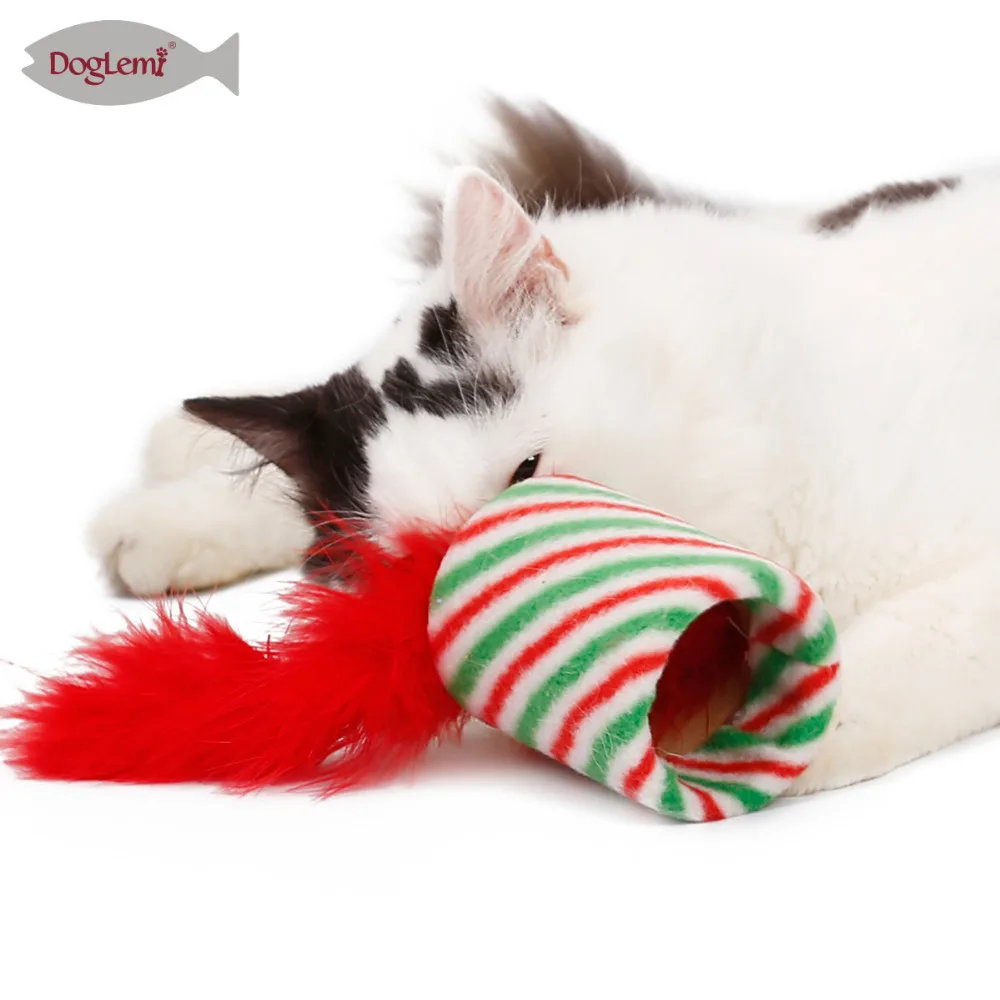 Christmas Cat Tube Toys Nature Feather with Bell Kitten Toy | Дом и сад