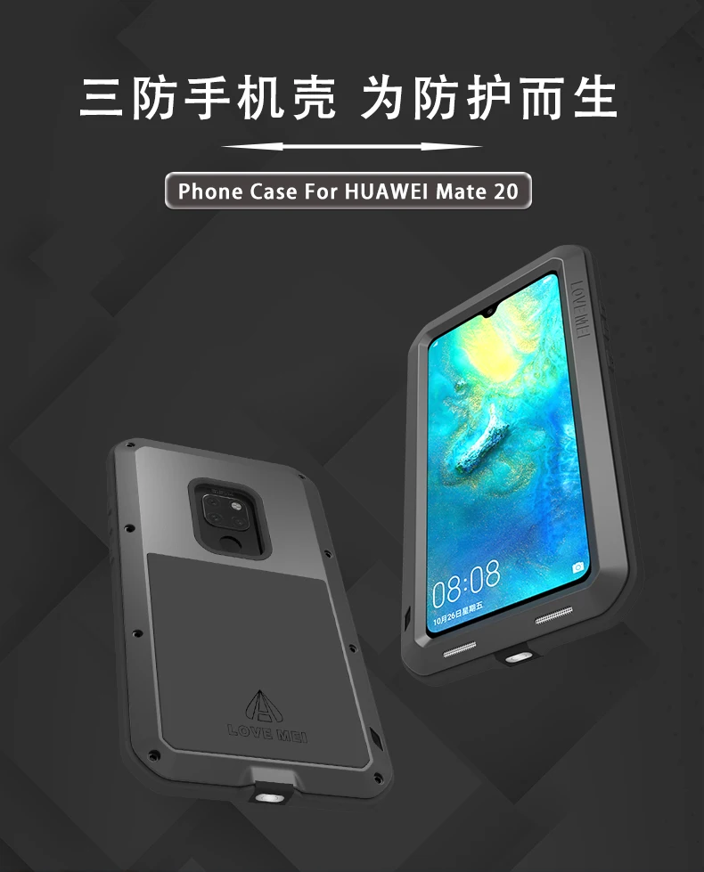 Металлический защитный чехол для huawei mate 20 Lite, водонепроницаемый чехол для huawei mate 20 mate 20, чехол с Gorrila glass Cover