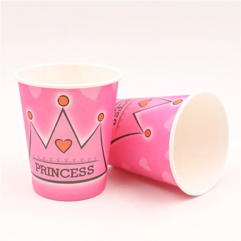 Pink Crown theme Kids Favors Baby Shower Paper Glass Cups Happy Birthday Party Decoration Supplies Tableware 10pcslot | Дом и сад