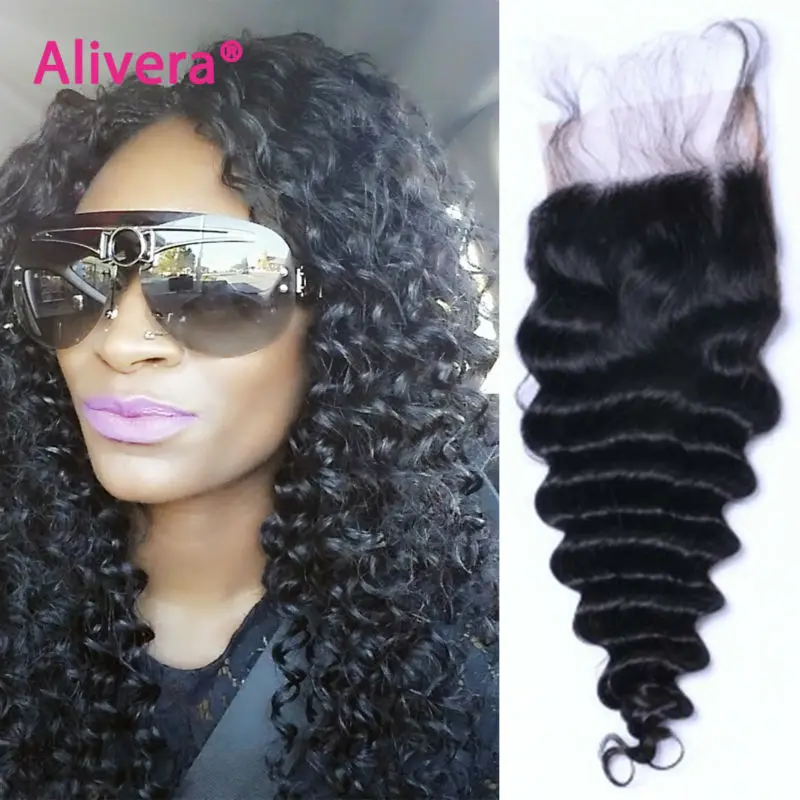 Необработанные Девственницы Бразильские Кружева Закрытие Глубокая Волна 8А 4x4