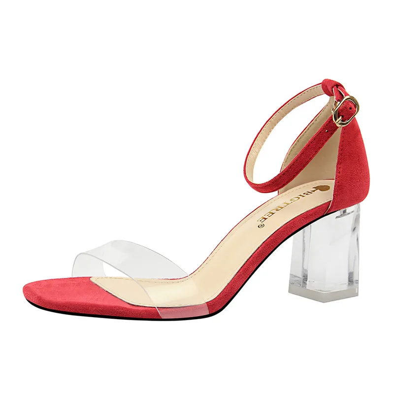 Size34-40 Ladies Fashion Invisible Heels Sandals Women Ankle Strap Shoe Female Summer Parties Dress Shoes Woman 6.5cm | Обувь