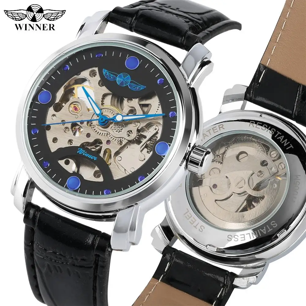 

Fashion Mens Skeleton Automatic Mechanical Watches Mechanical Watch for Teenagers Business Watch Gift for Boy