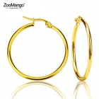Женские серьги-кольца ZooMango, круглые серьги из нержавеющей стали, 4 цвета, ювелирное изделие для девушек, ZE18110