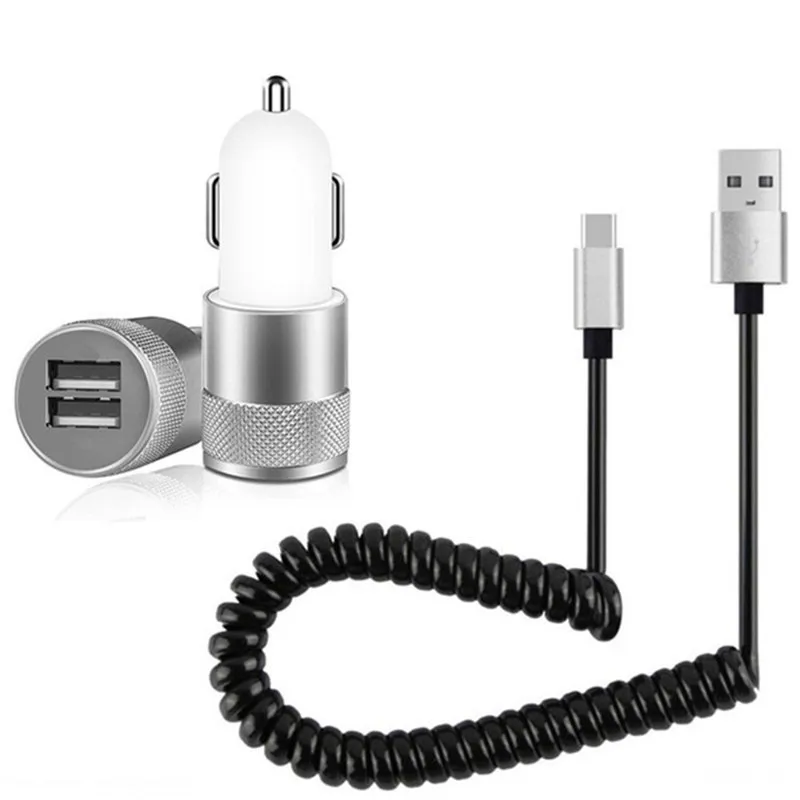 Универсальное автомобильное зарядное устройство с двумя USB портами для iPhone Micro Type