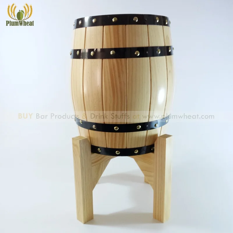 

Wood Ice Bucket Cooling Barrel with Stainless Steel Liner Wood Stand