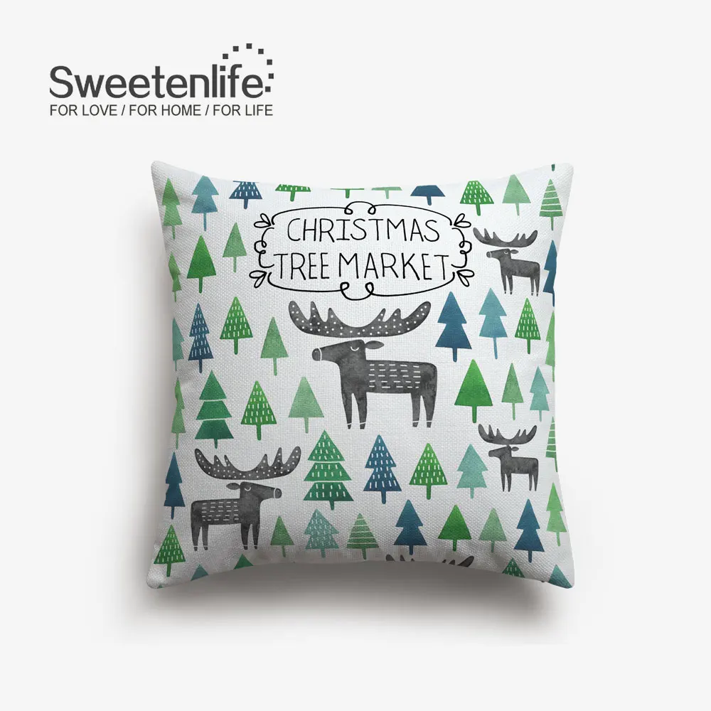 SL0275 Sweetenlife 50x50 см акварель узор Чехлы лесных оленей декоративная наволочка Рождество силуэты стул подушку - Цвет: SL0275