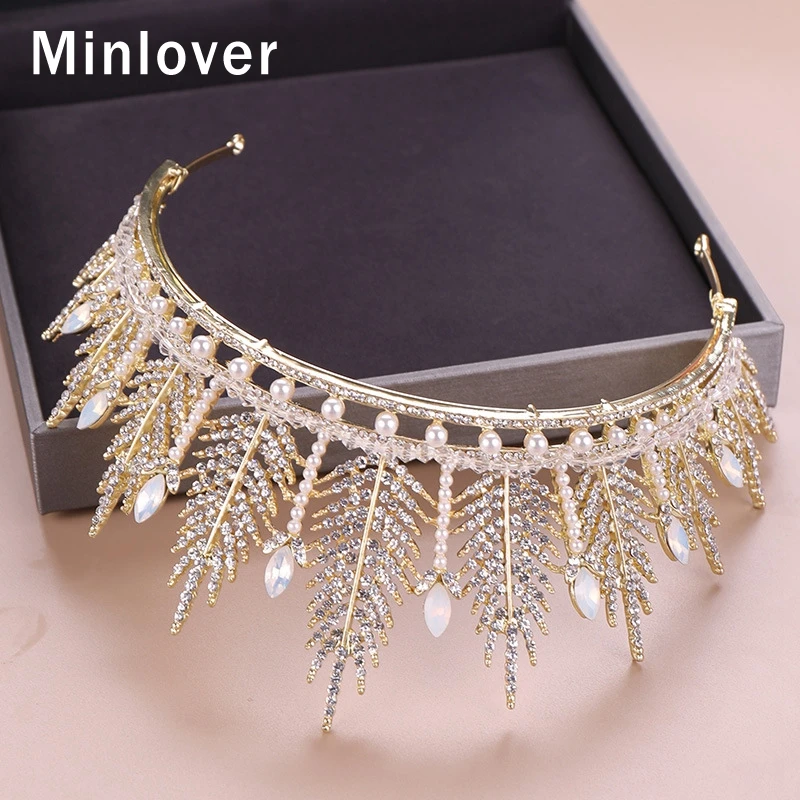 Minlover золото/серебро цвет барокко сверкающие хрустальные свадебные диадемы