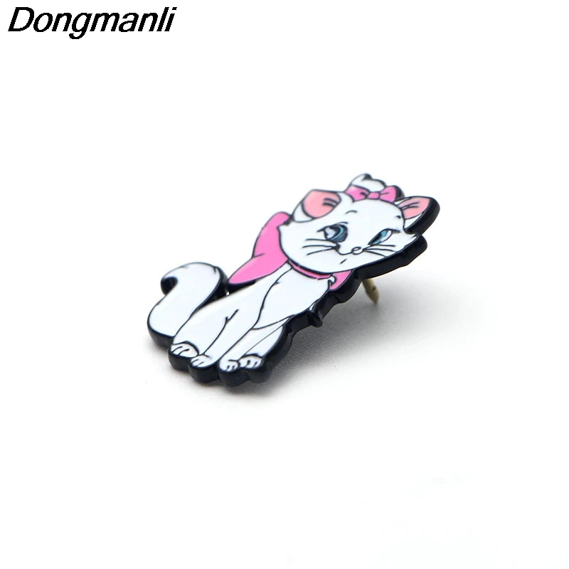 L2268 Marie Aristocats, булавки, эмалированные Броши для женщин и мужчин, булавка на лацкане, мультяшный металлический значок на воротник, ювелирные изделия, подарки для детей, 1 шт