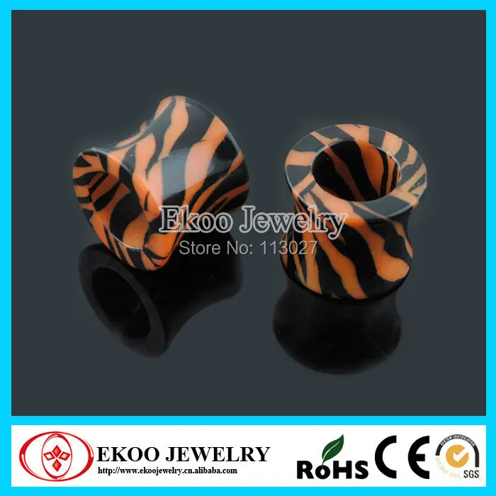 Туннель для ушей с двойным расклешённым принтом из кожи тигра 6-20 мм смешанные