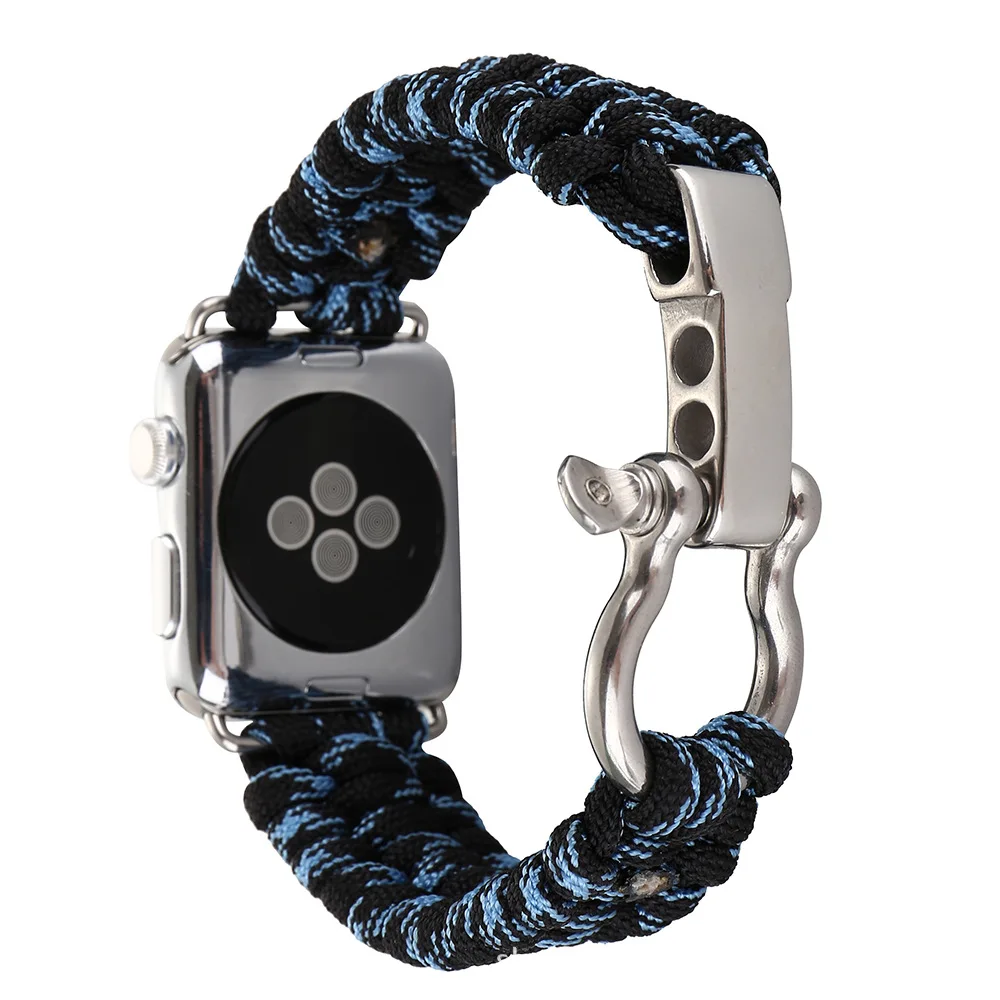 Для iWatch Apple Watch 38 мм 42 мужской браслет из нейлоновой веревки для выживания ремешок