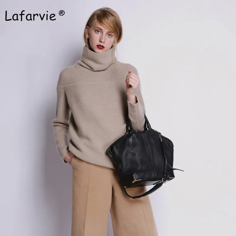 camel Lafarvie, свободный свитер с высоким воротом, Осень-зима, женский толстый теплый пуловер и свитер, мягкий джемпер с длинными рукавами, Femme Pull 4 вида цветов - Цвет: camel
