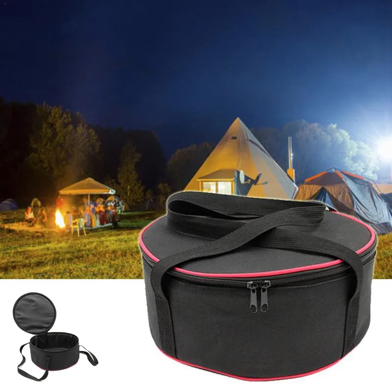 Large Outdoor Camping Bowl Pan Set Picnic Barbecue Kitchen Utensils Round Storage Pot Bag