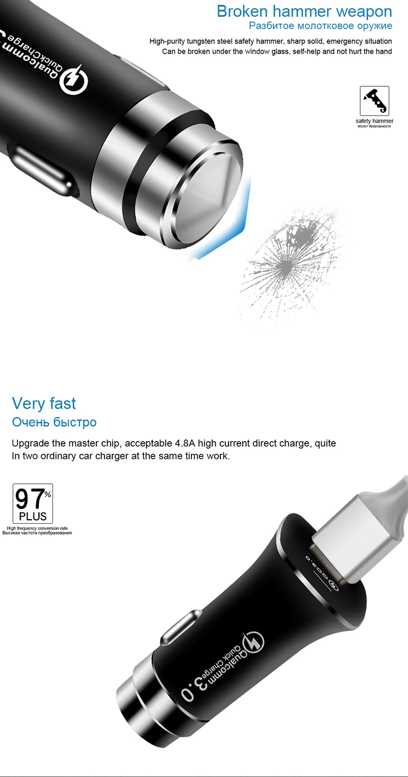 12 В Автомобильное зарядное устройство Быстрая зарядка QC3.0 5 9 12 В 2A usb type-c адаптер Автомобильное зарядное устройство для телефона зарядное устройство для samsung Xiaomi huawei