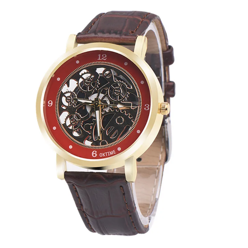 Аналоговые кварцевые часы с кожаным принтом Модные нейтральные настольные