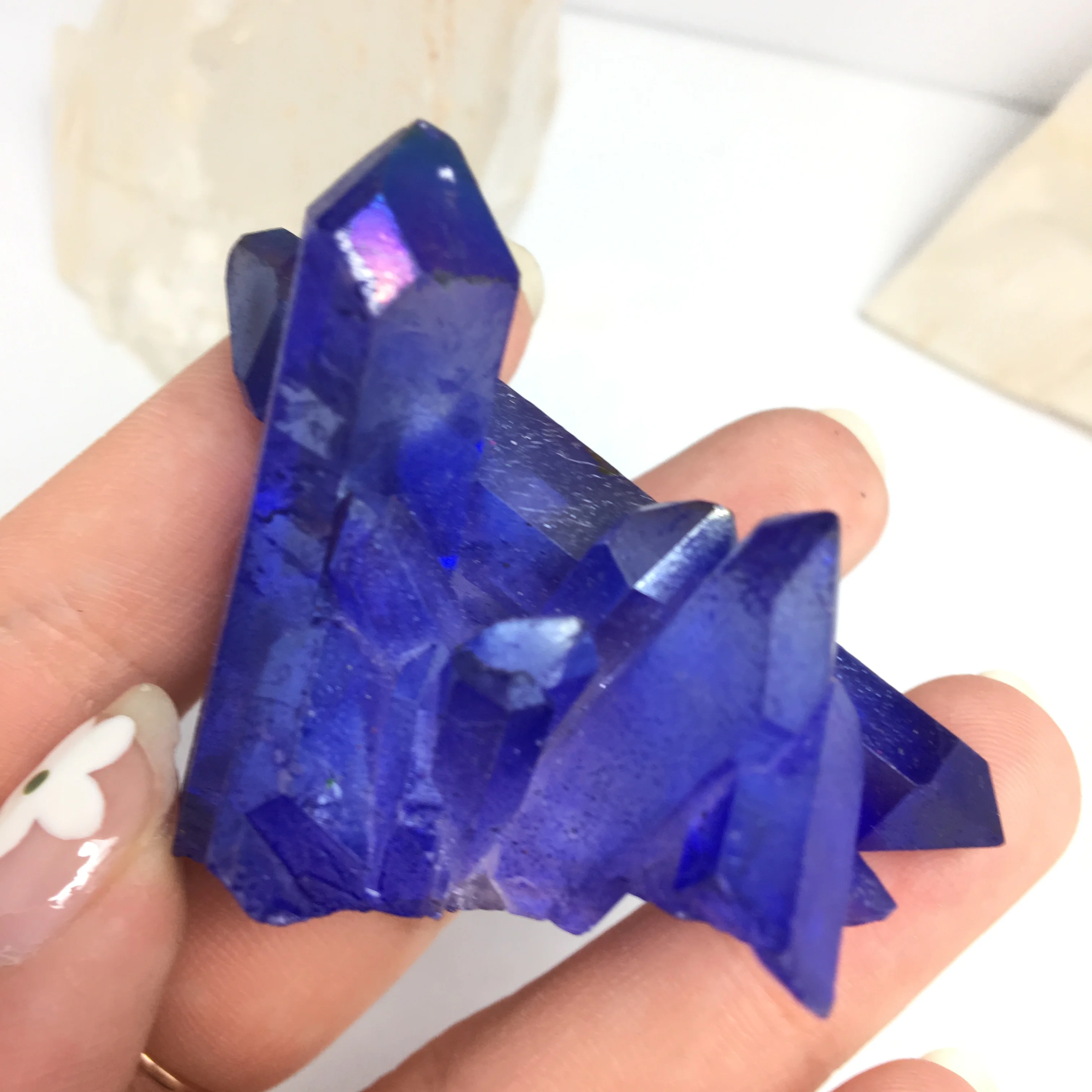 Аура кварцевый кристалл кластер Ангел натуральный Druzy Geode образцы минералов для