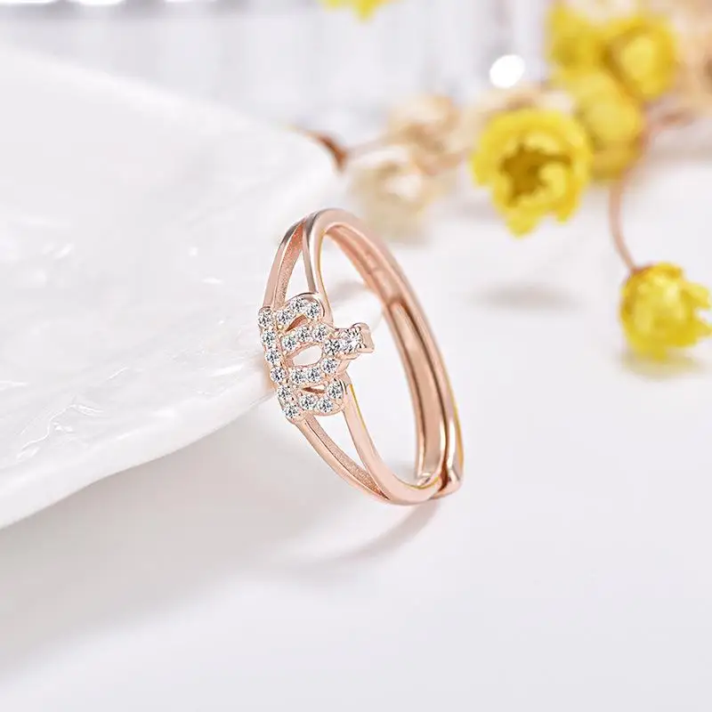 Сменные женские кольца на свадьбу розовое золото с кристаллами в виде короны