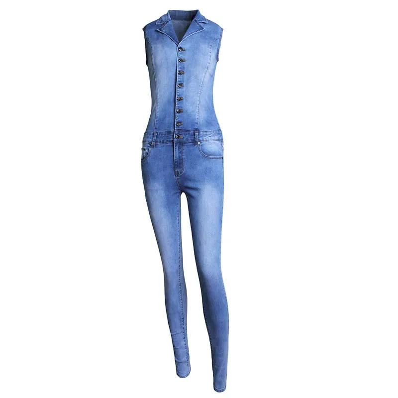 Новые 2017 комбинезоны джинсы европейский стиль Для женщин Комбинезон джинсовая