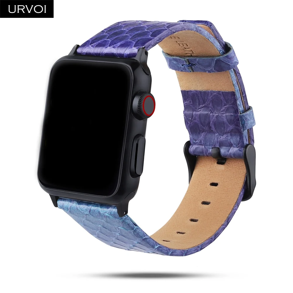 URVOI ремешок для наручных часов Apple Watch series 5/4/3/2/1 класса люкс из натуральной кожи питона матовый ремешок для наручных часов iWatch, Дикий Стиль прочная пряжка