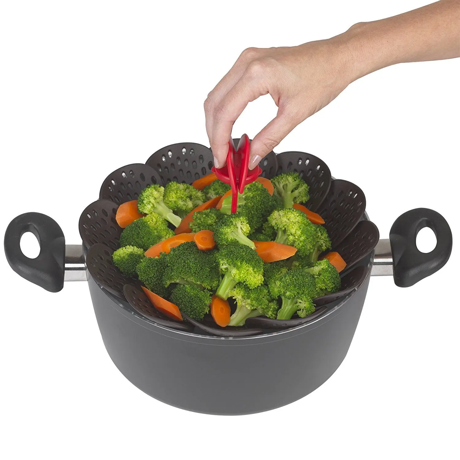 5 Pieces Lotus Type Retractable Handle Folding Steamers Steamer Steamed Basket Fruit | Дом и сад