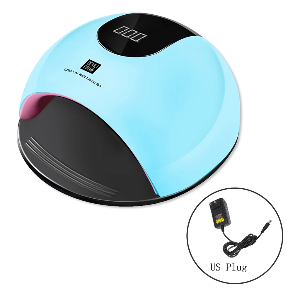 Blue US Plug B3 80 Вт УФ светодиодный Nial лампа УФ лампа для маникюра отверждения УФ светодиодный светильник для маникюра ЖК-дисплей сушка весь Гель-лак для ногтей - Цвет: Blue US Plug