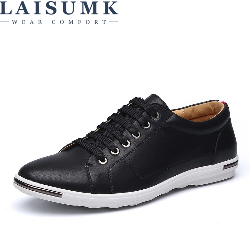 2021 LAISUMK Leather Men Casual Shoes Spring Breathable Soft Driving Men's Handmade Chaussure Homme Net Surface Loafers | Обувь