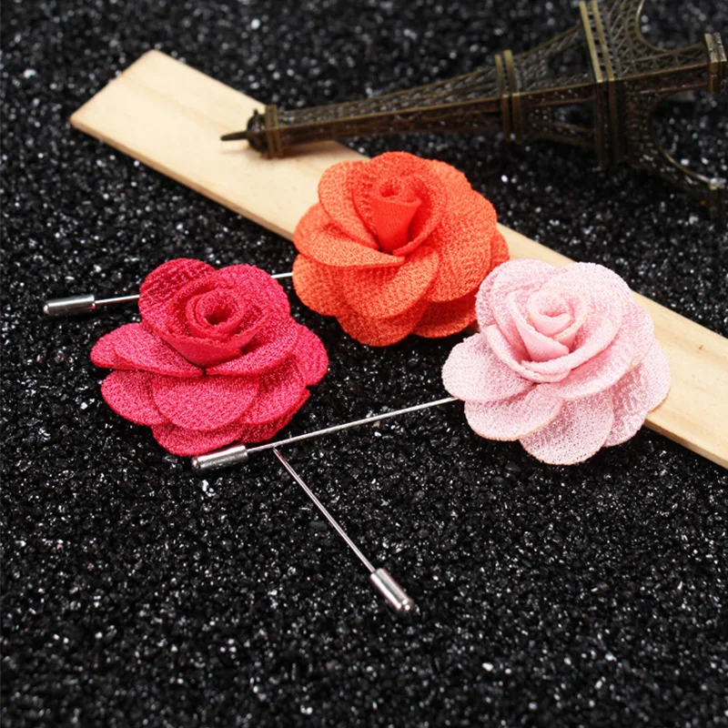 Mdiger Brand Fashion Men's Lapel Pins Brooches For Wedding Suits Boutonniere Uxedo Corsage Fabric Flower Handmade Brooch | Украшения и
