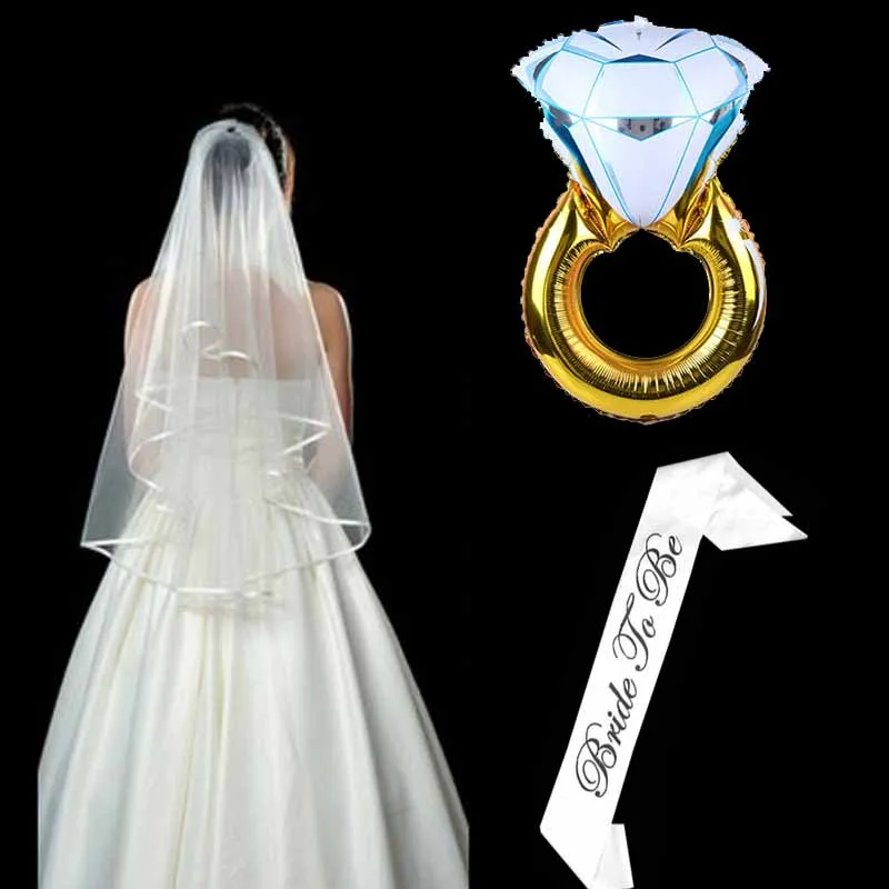 1 комплект белая свадебная вуаль для душа сатиновая лента кольцо воздушные шары