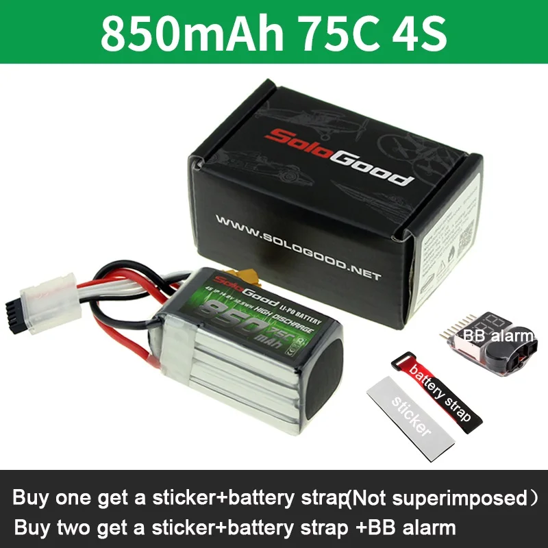 SoloGood Lipo батареи Li-Po батарея 2S 3S 4S 6S 550mAh 1150mAh 1500mAh 3200mAh 75C 100C RC с неподвижным крылом вертолет гоночный Дрон - Цвет: 850mah 75C 4S