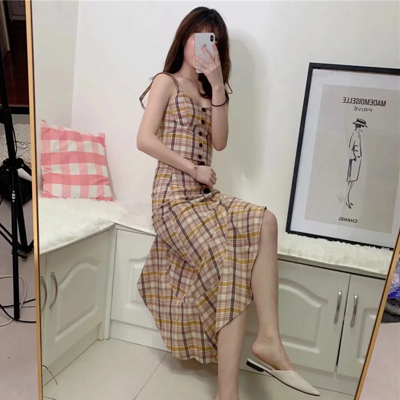 Комплект из 2 предметов летняя женская клетчатая рубашка на бретельках +