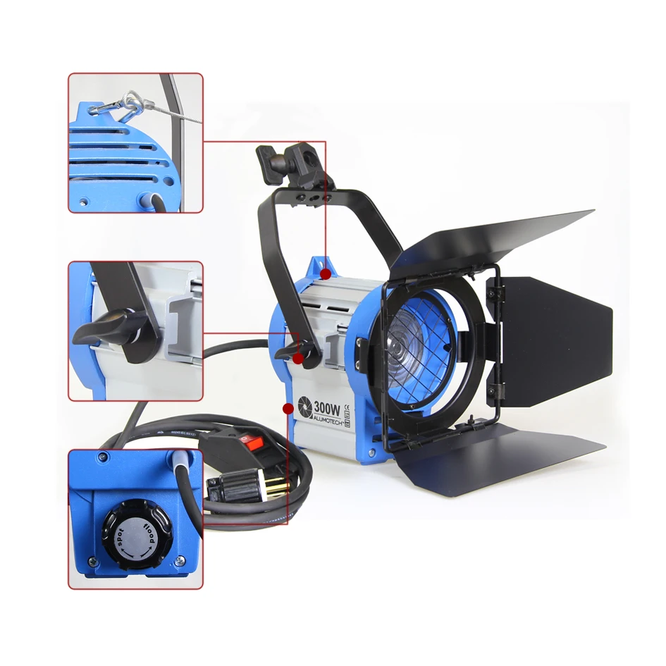 ALUMOTECH 300 Вт 3200 к как ARRI Fresnel вольфрамовое точечное освещение+ лампа для видео студийной камеры фотографии лампы