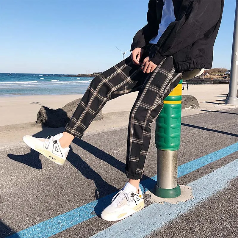 Разборчивого штаны в клетку Для мужчин INS 2020 s хлопковая уличная одежда треники