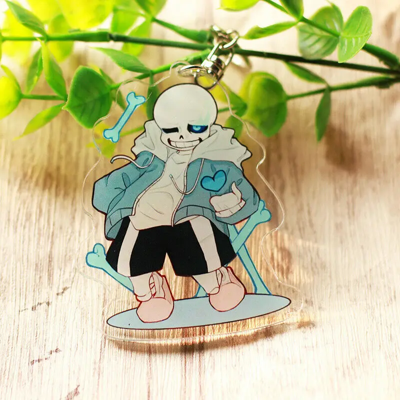 Двойного назначения акриловый брелок ремень стенд рисунок дисплей Undertale Sans 8 см