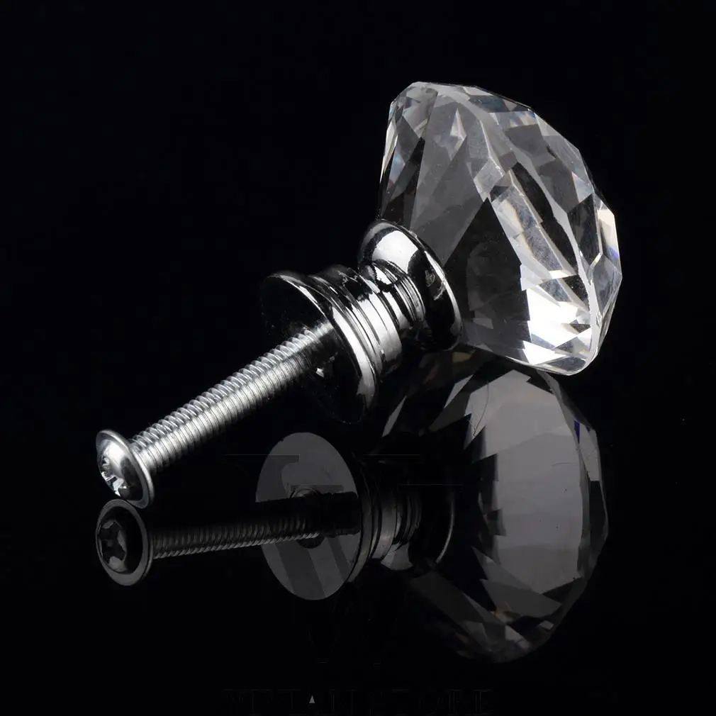 1 pc 2017 New 30mm Diamond Clear Crystal Glass Door Pull Drawer Cabinet Furniture Accessory Handle Knob Screw Hot Worldwide |