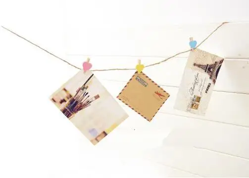 50pcs Small Heart Wood Clips with Hemp Rope Wooden Pegs hemp rope pin clothespin craft for Wedding Party Decorative Favors | Дом и сад